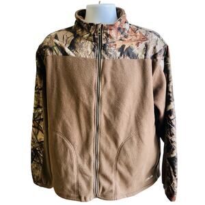 🦌 Lodge Outfitters Men’s M 42-44 Brown Fleece Jacket Camo Hunting Outdoors Zip